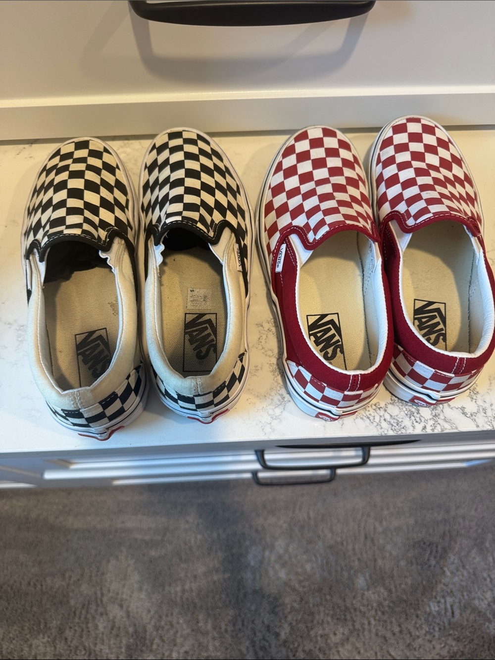 Vans Kids Slip-On Checkerboard Sneakers - Black & Red - Picture 4 of 6